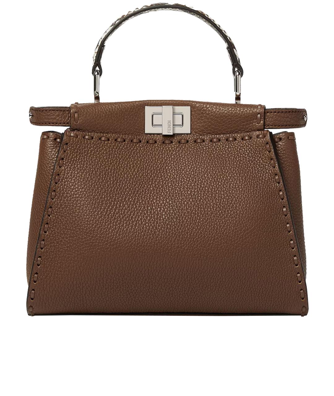 FENDI Коричневая кожаная сумка тоут, фото 1