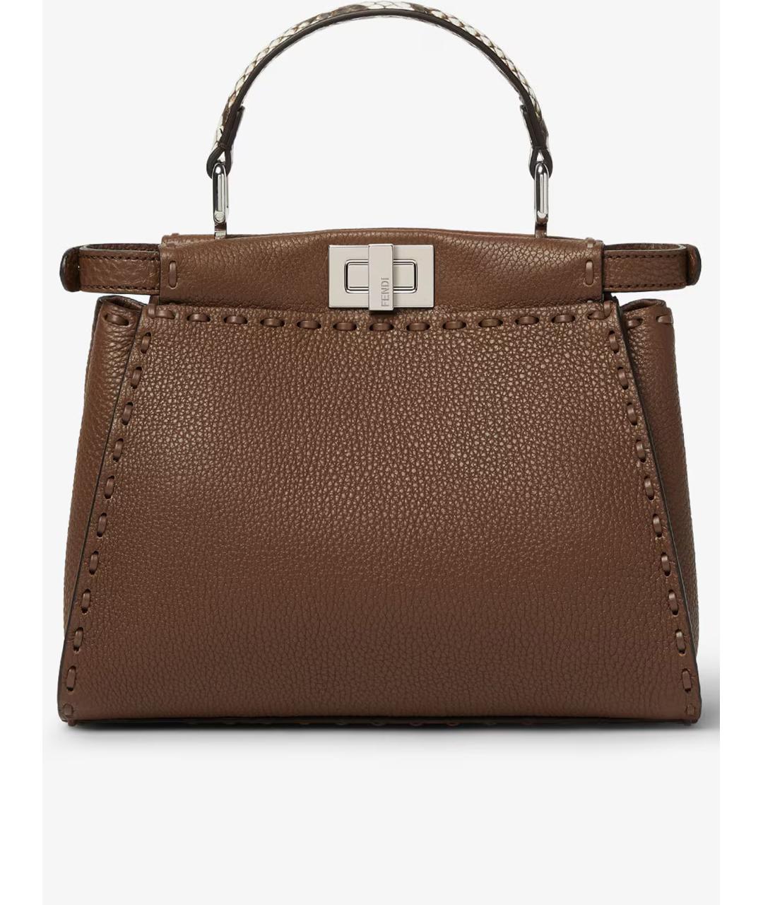 FENDI Коричневая кожаная сумка тоут, фото 3