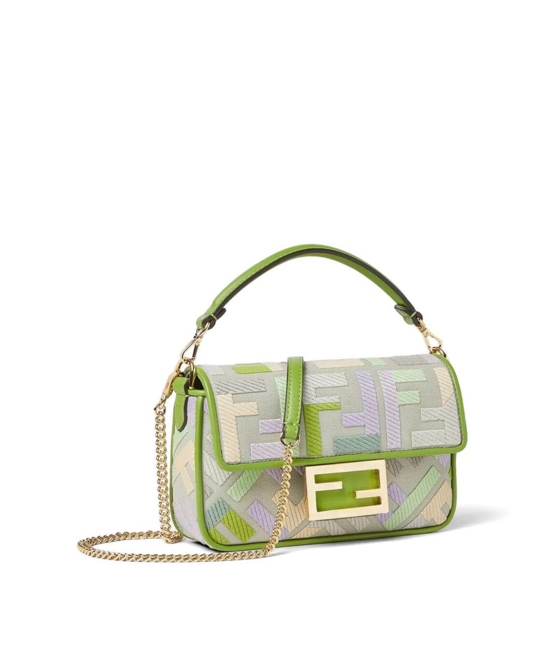 FENDI Зеленая хлопковая сумка через плечо, фото 3