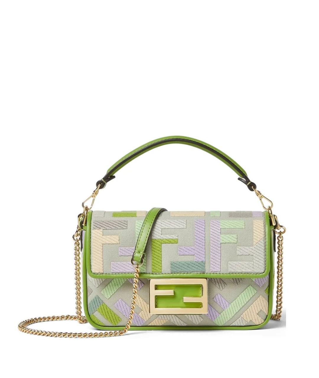FENDI Зеленая хлопковая сумка через плечо, фото 1