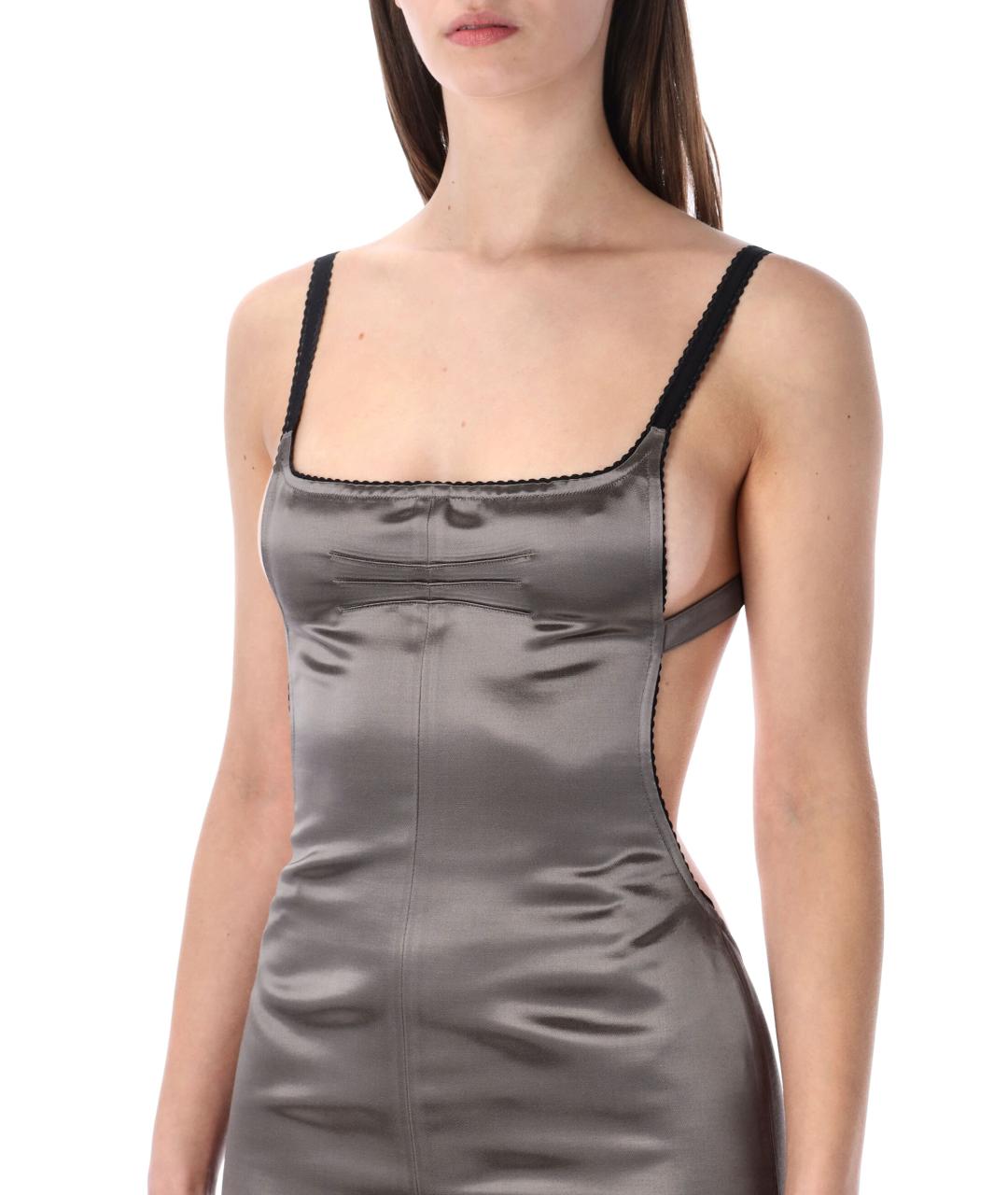 THE ATTICO Серое вискозное повседневное платье, фото 3