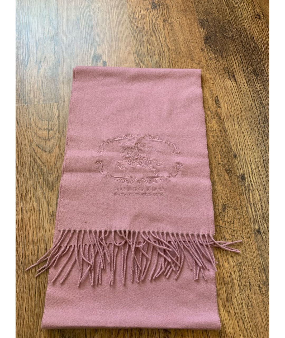 BURBERRY Розовый кашемировый шарф, фото 5