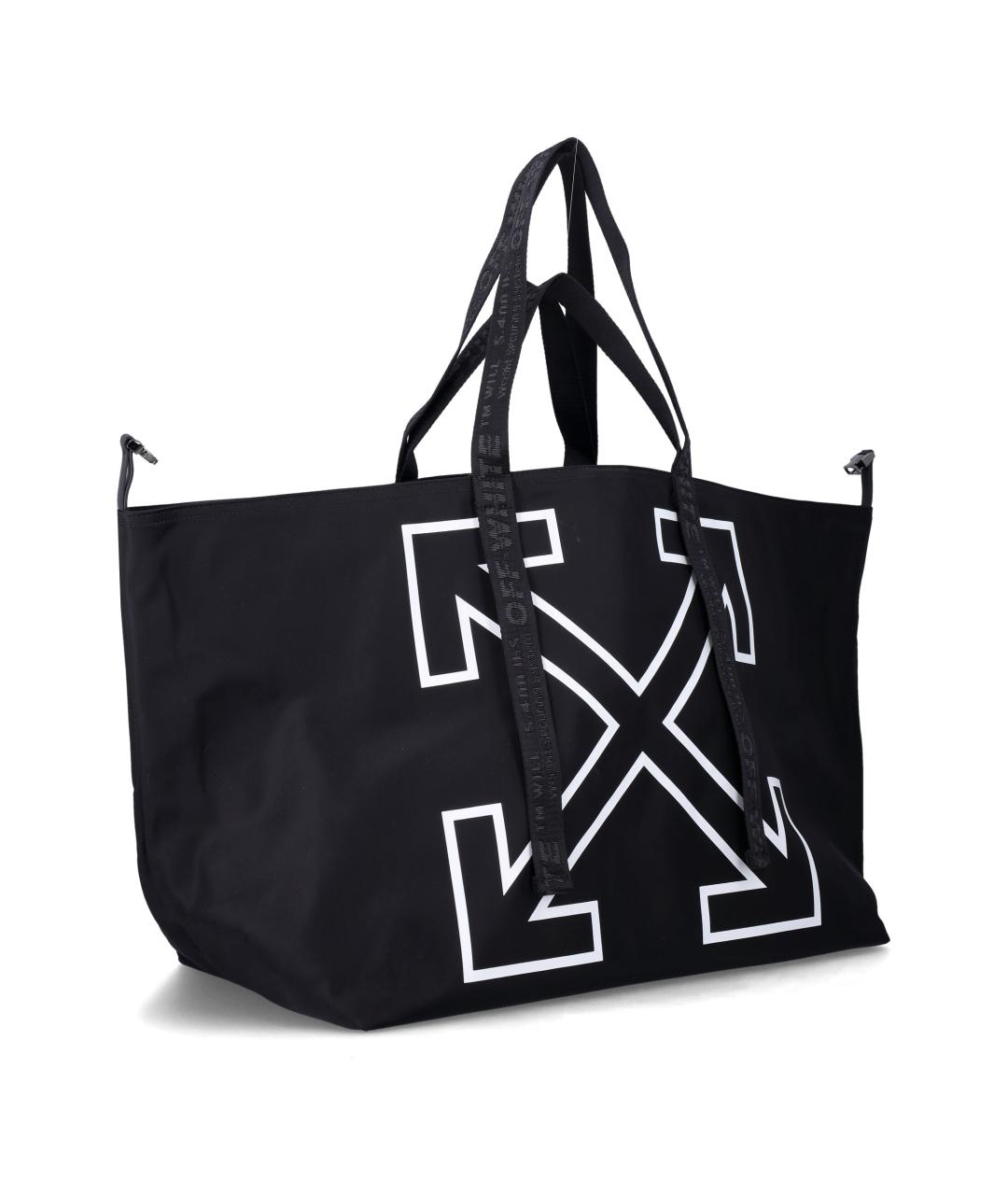 OFF-WHITE Черная кожаная сумка тоут, фото 2