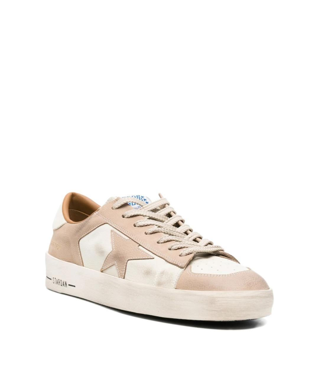 GOLDEN GOOSE DELUXE BRAND Бежевые кожаные низкие кроссовки / кеды, фото 4