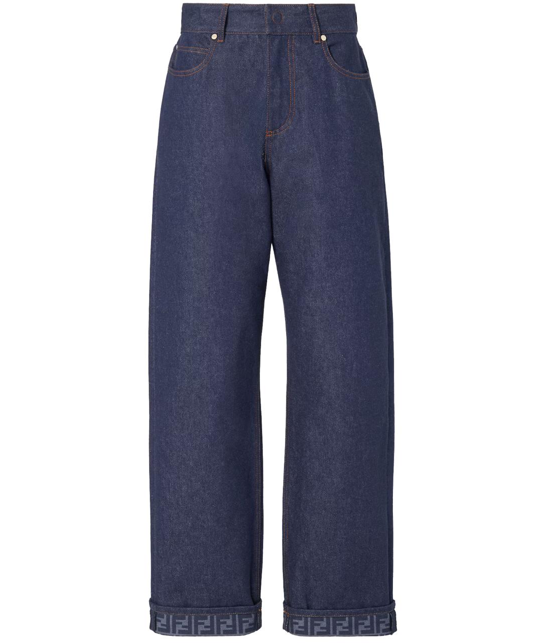 FENDI Синие хлопковые прямые джинсы, фото 1