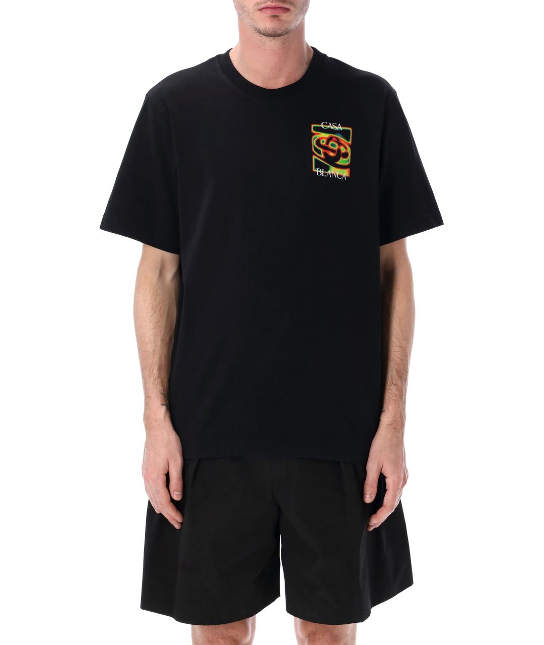 CASABLANCA Черная хлопковая футболка, фото 1