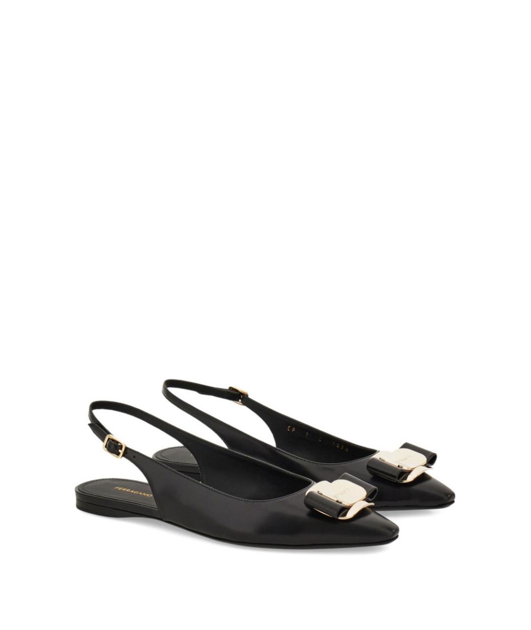 FERRAGAMO Черные кожаные балетки, фото 3