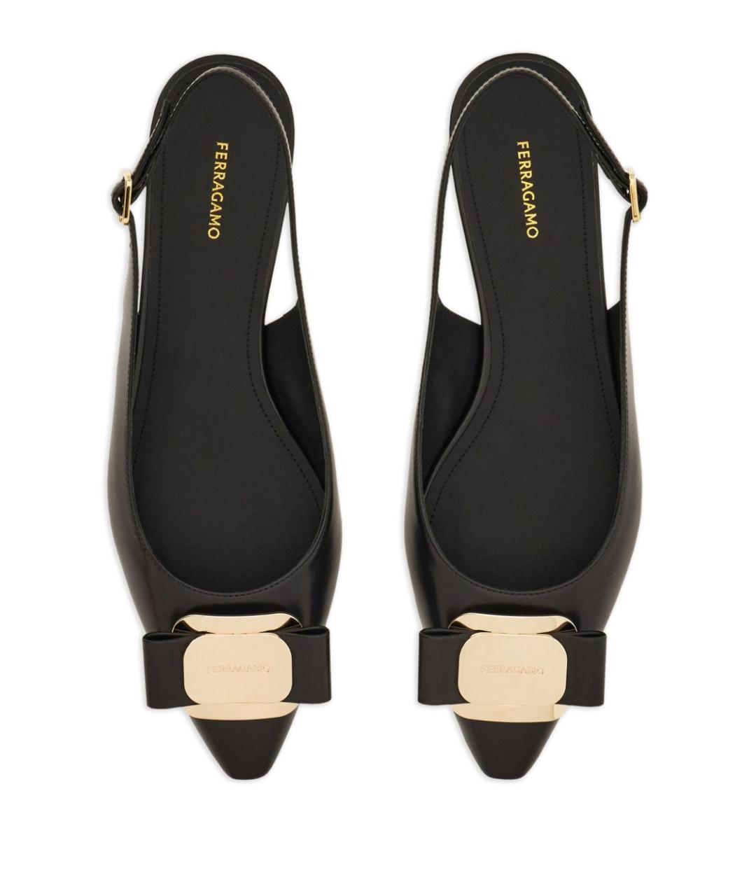 FERRAGAMO Черные кожаные балетки, фото 5