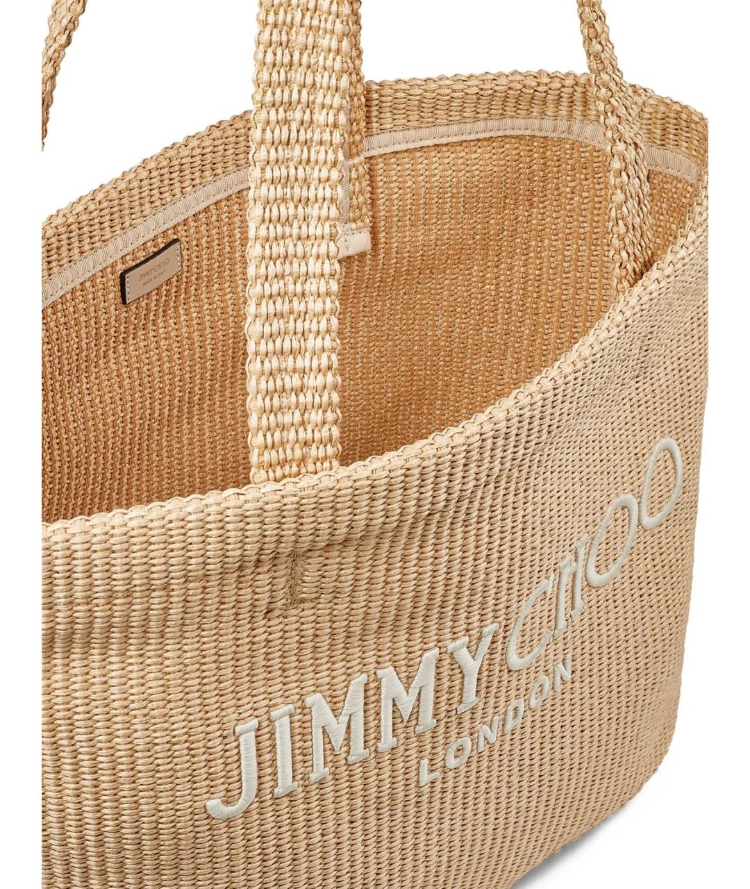 JIMMY CHOO Бежевая пелетеная сумка тоут, фото 5