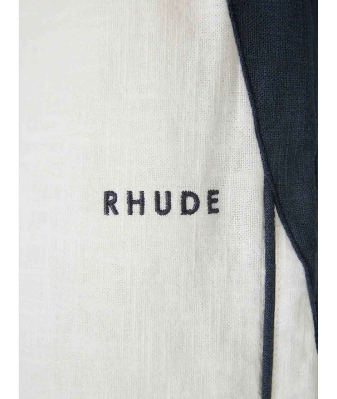 RHUDE Белые льняные повседневные брюки, фото 4