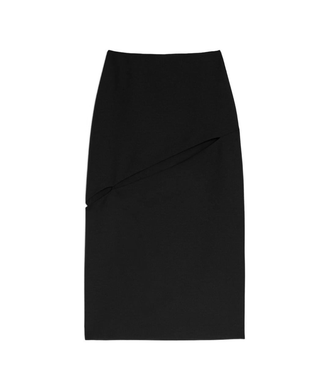 JIL SANDER Черная шерстяная юбка миди, фото 1