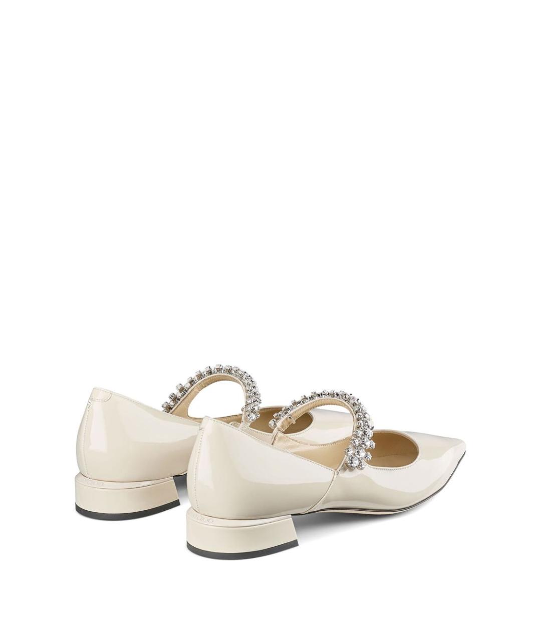 JIMMY CHOO Бежевые кожаные лодочки на низком каблуке, фото 4