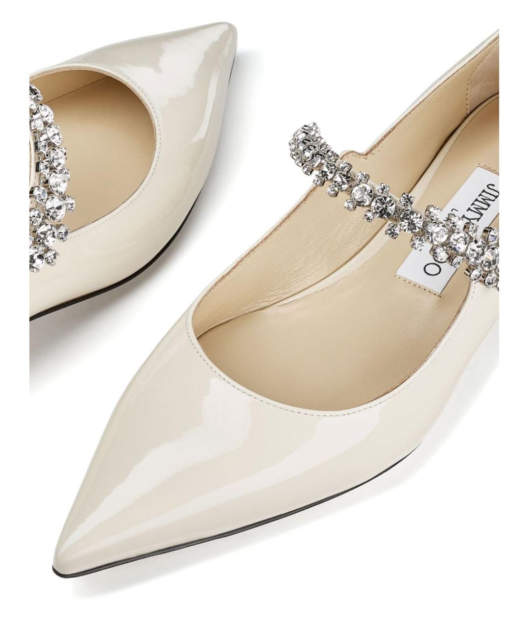 JIMMY CHOO Бежевые кожаные лодочки на низком каблуке, фото 2