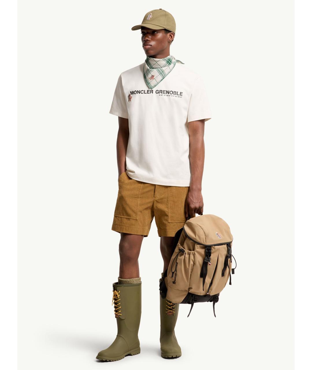 MONCLER Бежевая хлопковая футболка, фото 2