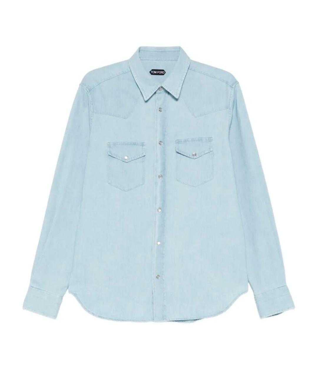 TOM FORD Синяя хлопковая кэжуал рубашка, фото 1