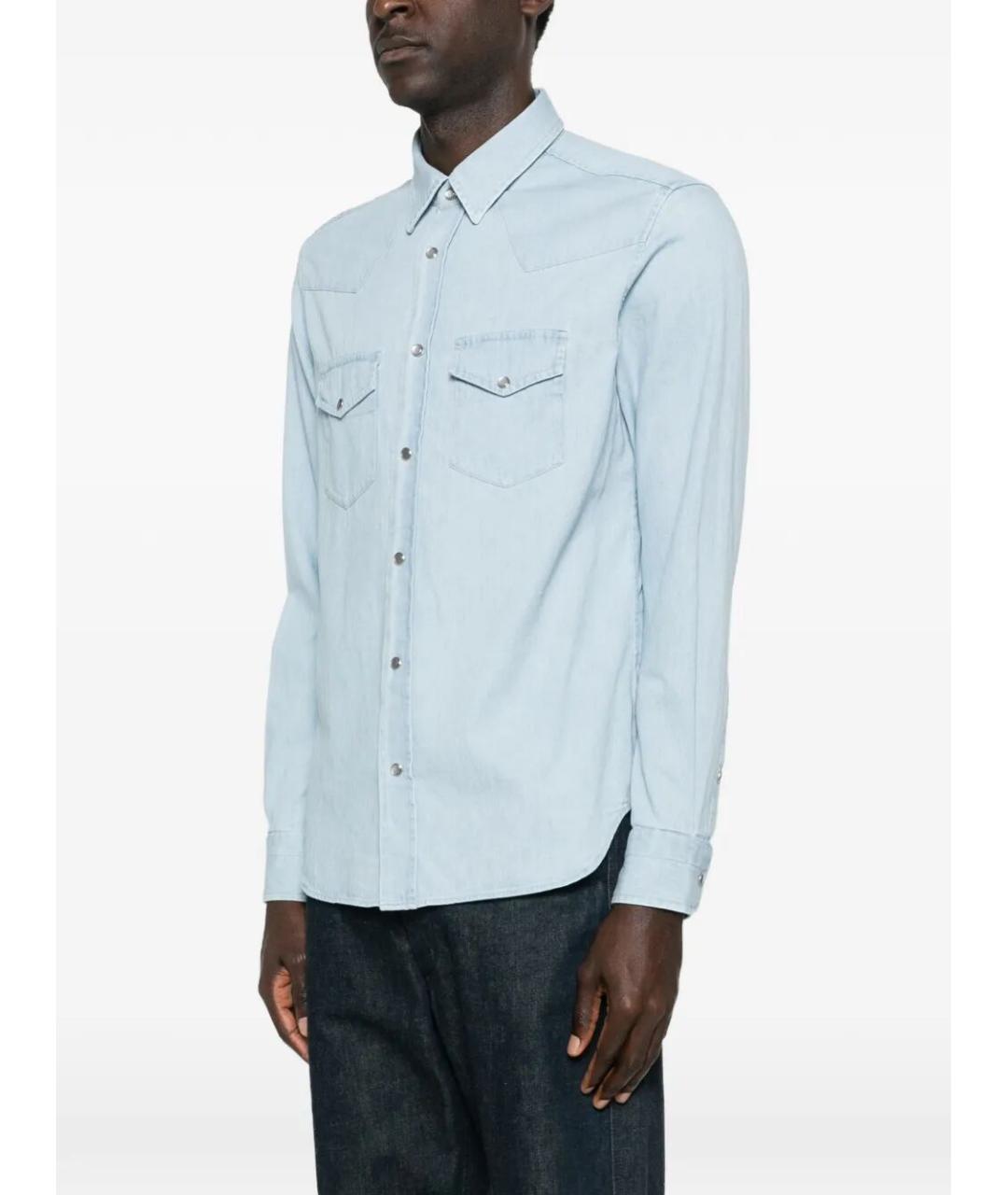 TOM FORD Синяя хлопковая кэжуал рубашка, фото 4