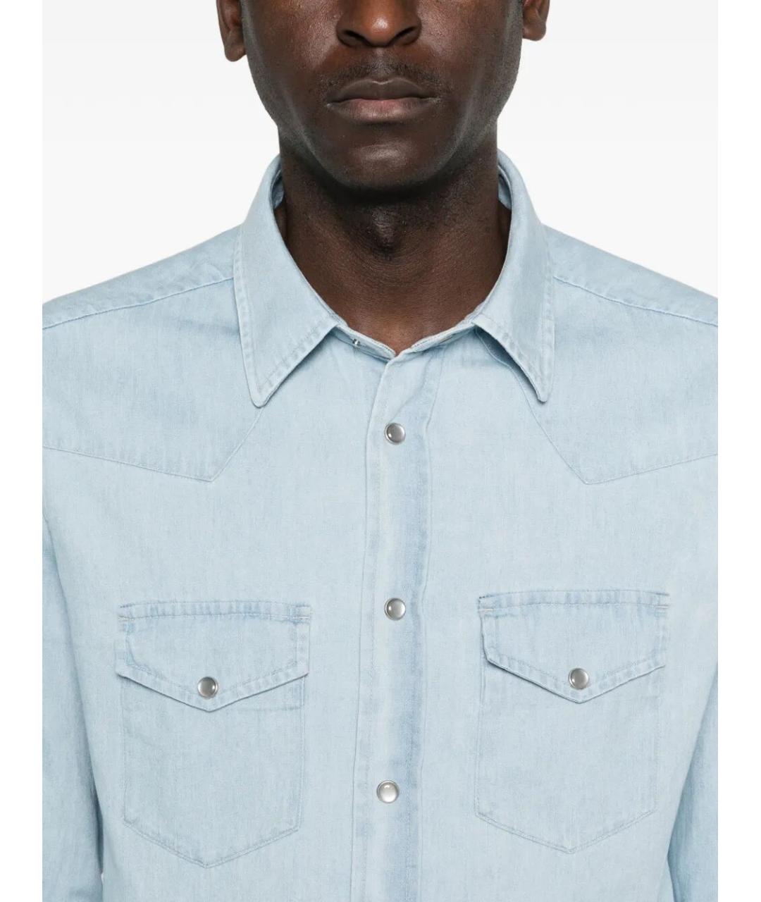 TOM FORD Синяя хлопковая кэжуал рубашка, фото 5