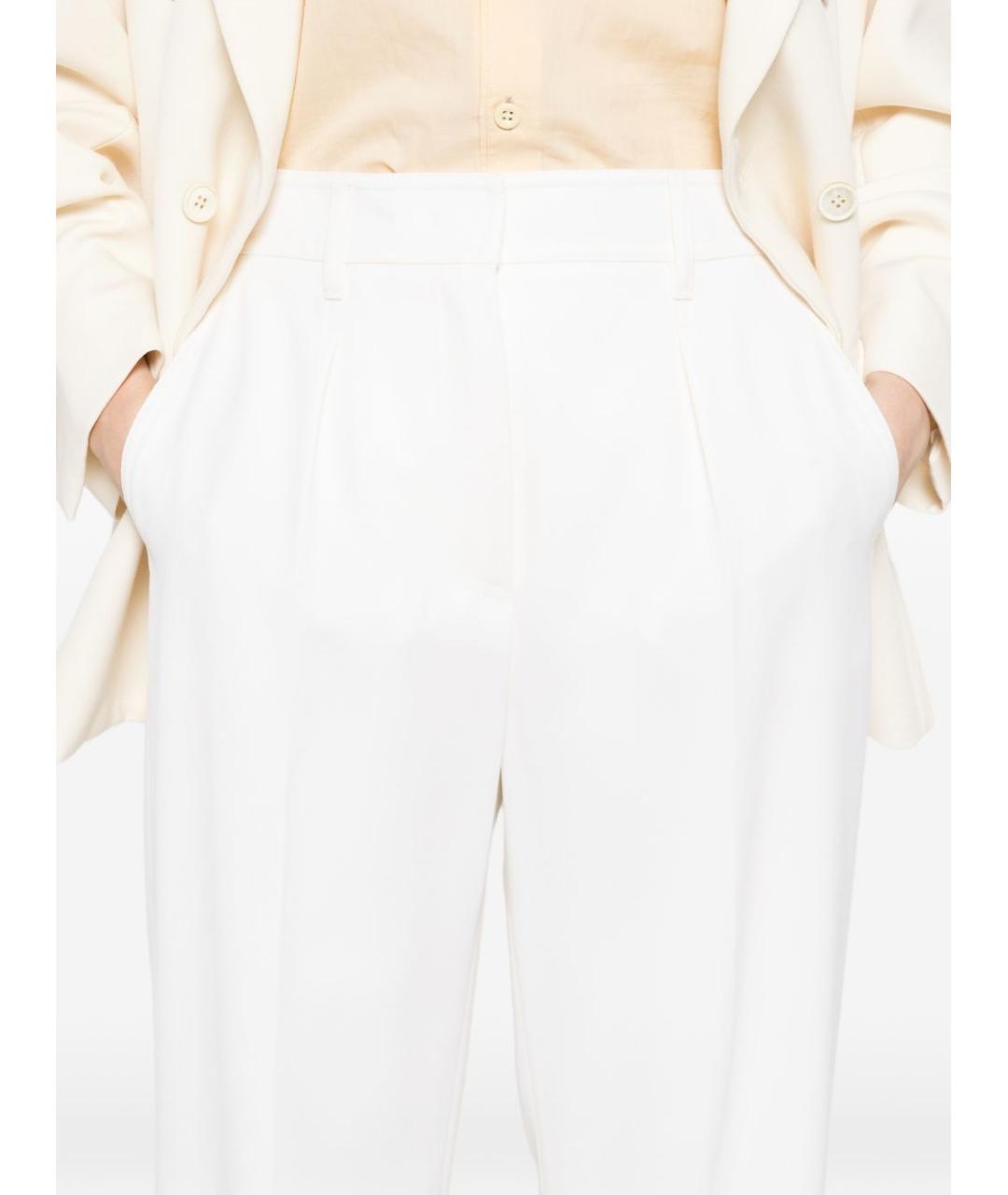 MAX MARA Белые шерстяные прямые брюки, фото 3