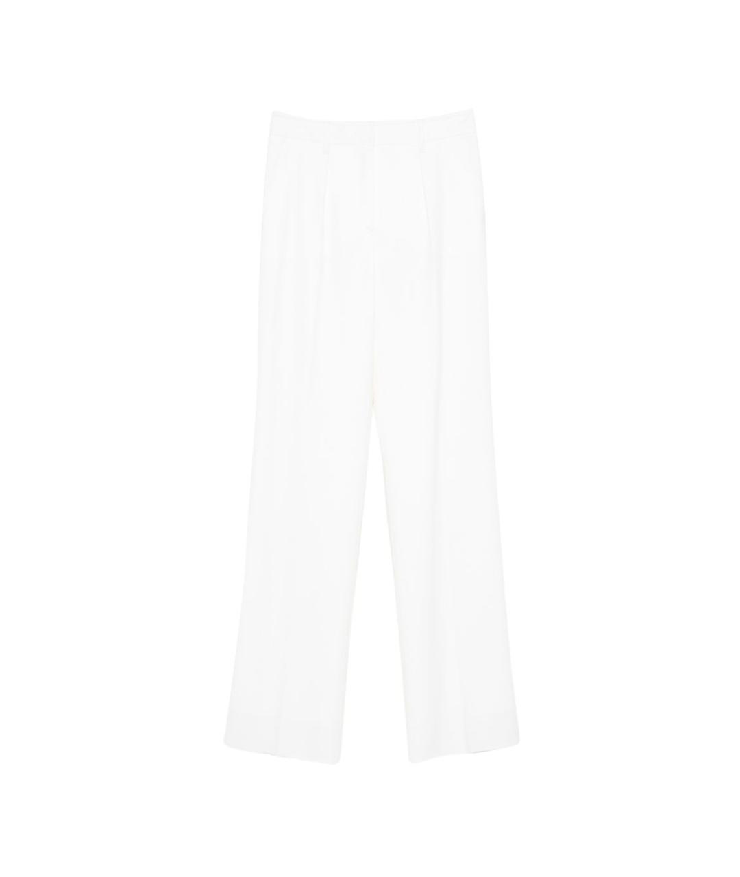 MAX MARA Белые шерстяные прямые брюки, фото 1