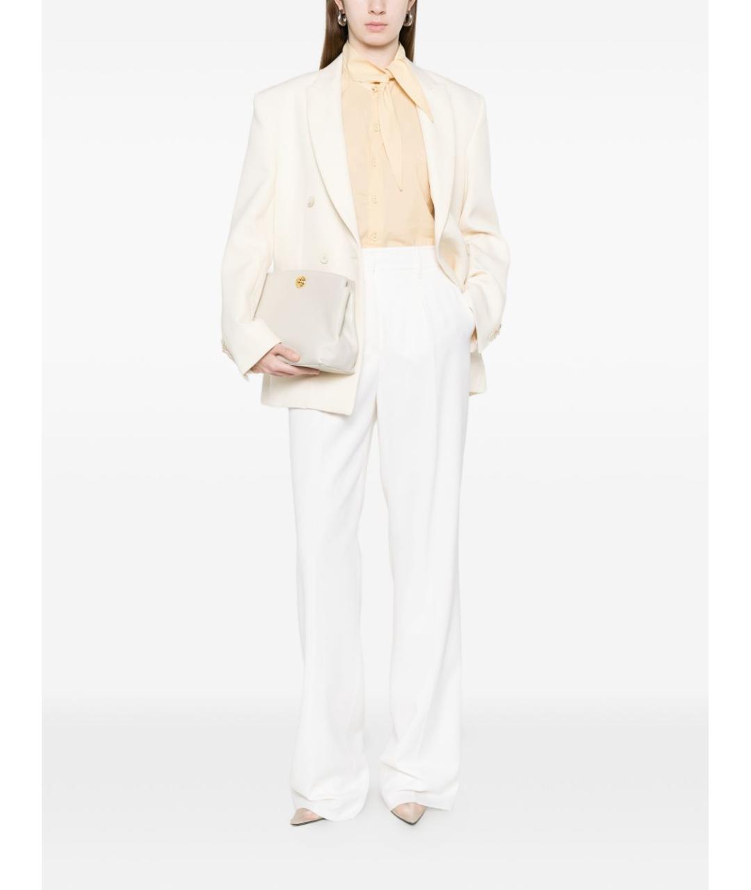 MAX MARA Белые шерстяные прямые брюки, фото 2