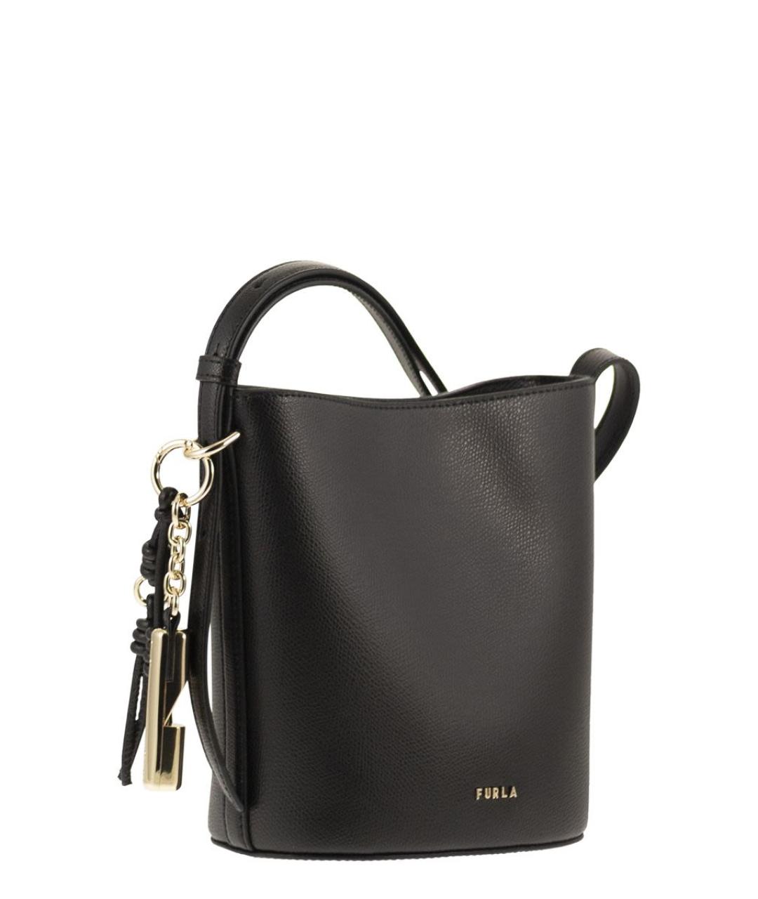 FURLA Черная кожаная сумка через плечо, фото 4