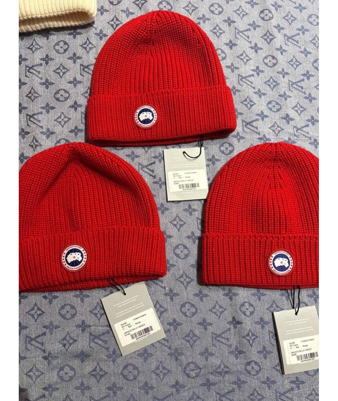 CANADA GOOSE Красная шерстяная шапка, фото 4