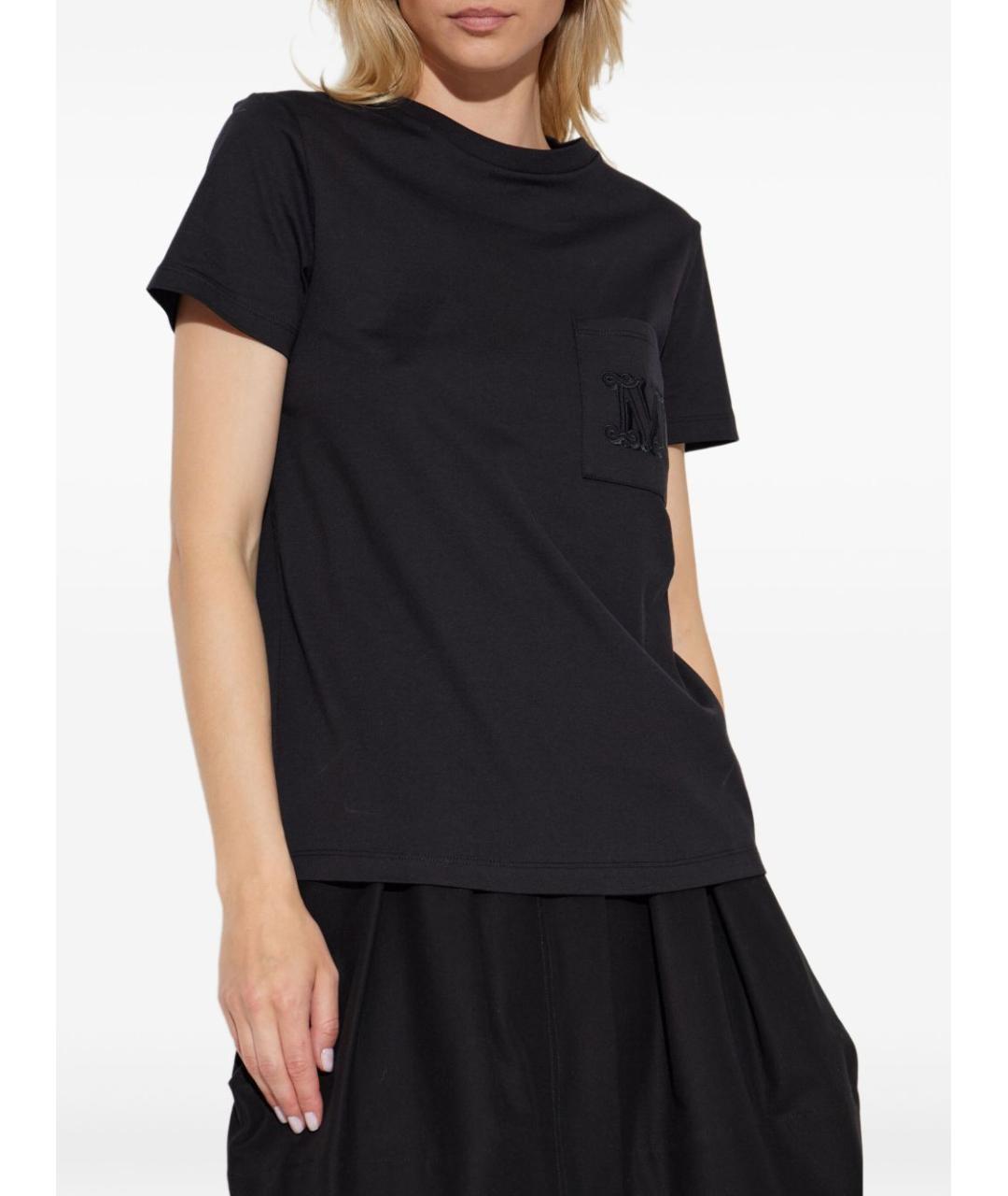 MAX MARA Черная хлопковая футболка, фото 2