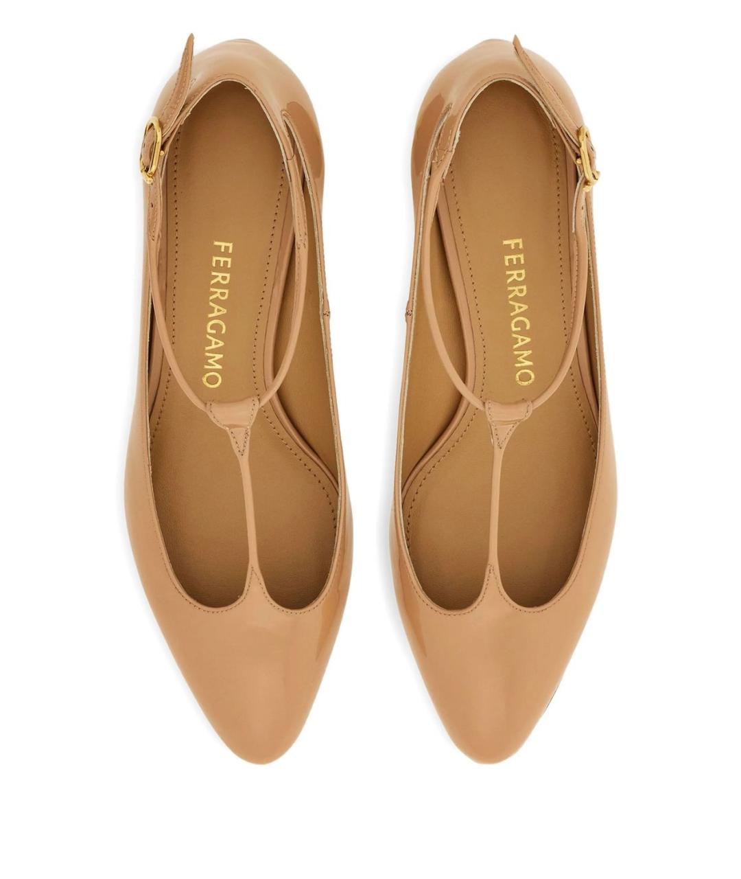 FERRAGAMO Бежевые кожаные туфли, фото 2