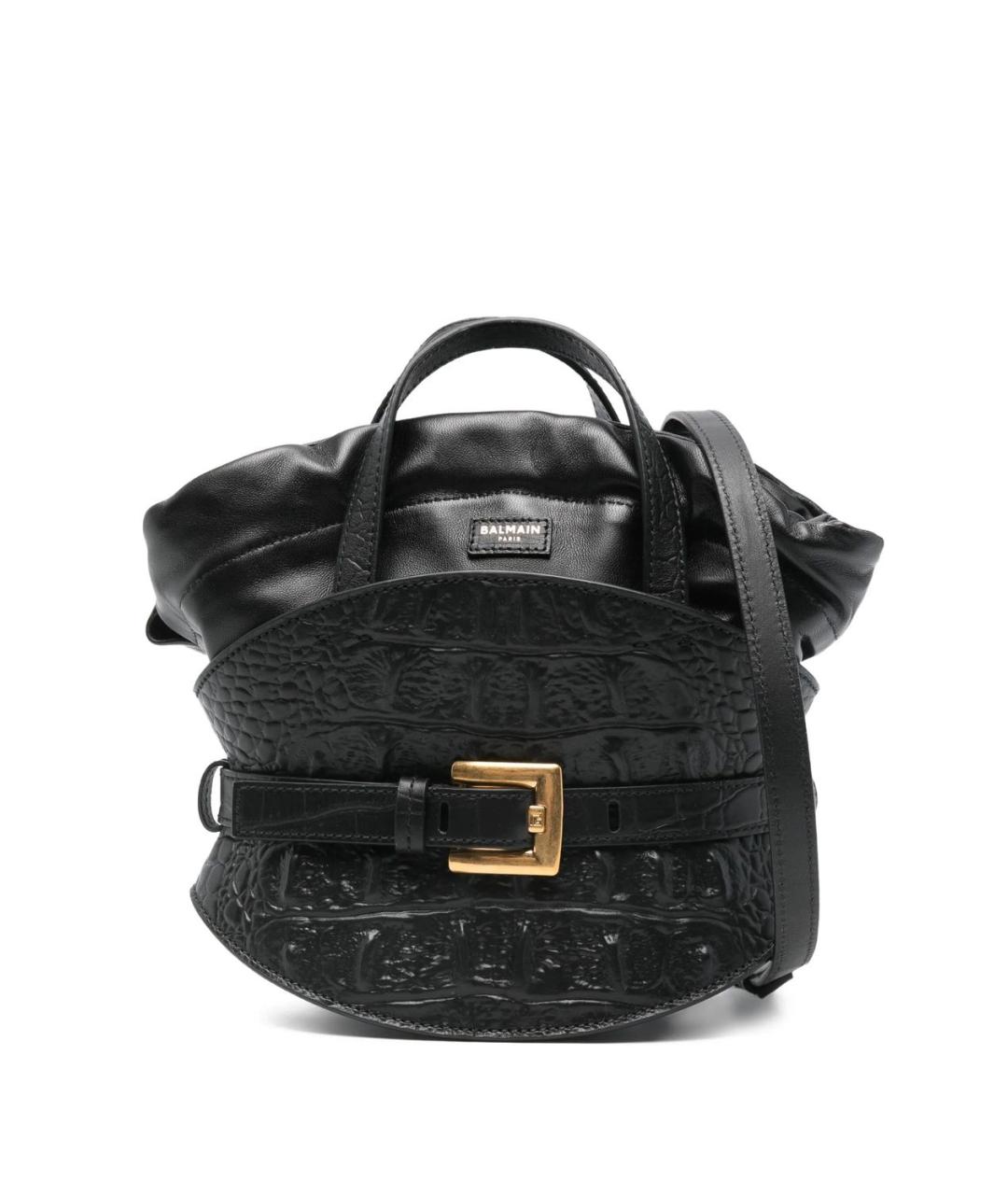BALMAIN Черная кожаная сумка с короткими ручками, фото 1