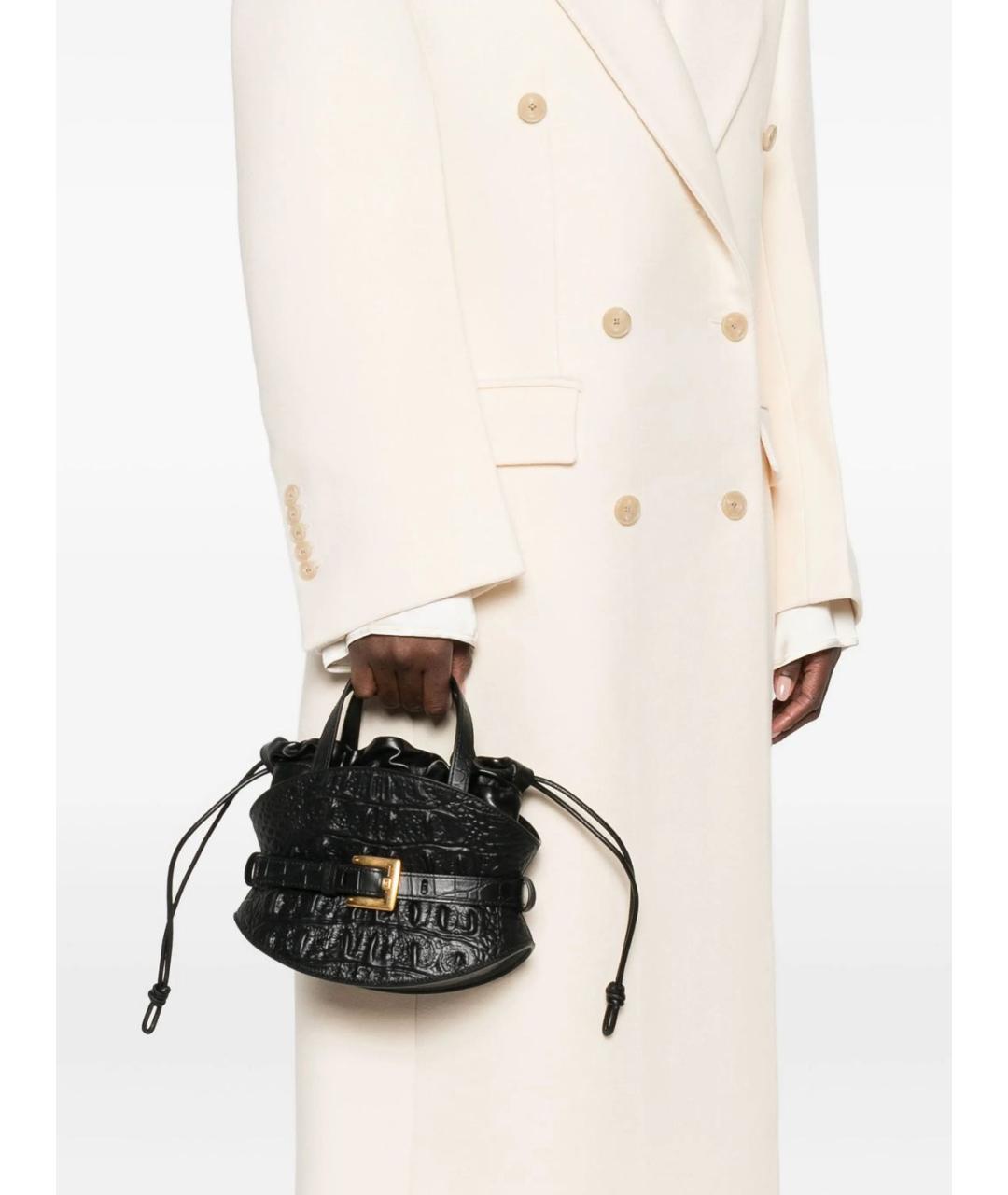 BALMAIN Черная кожаная сумка с короткими ручками, фото 2