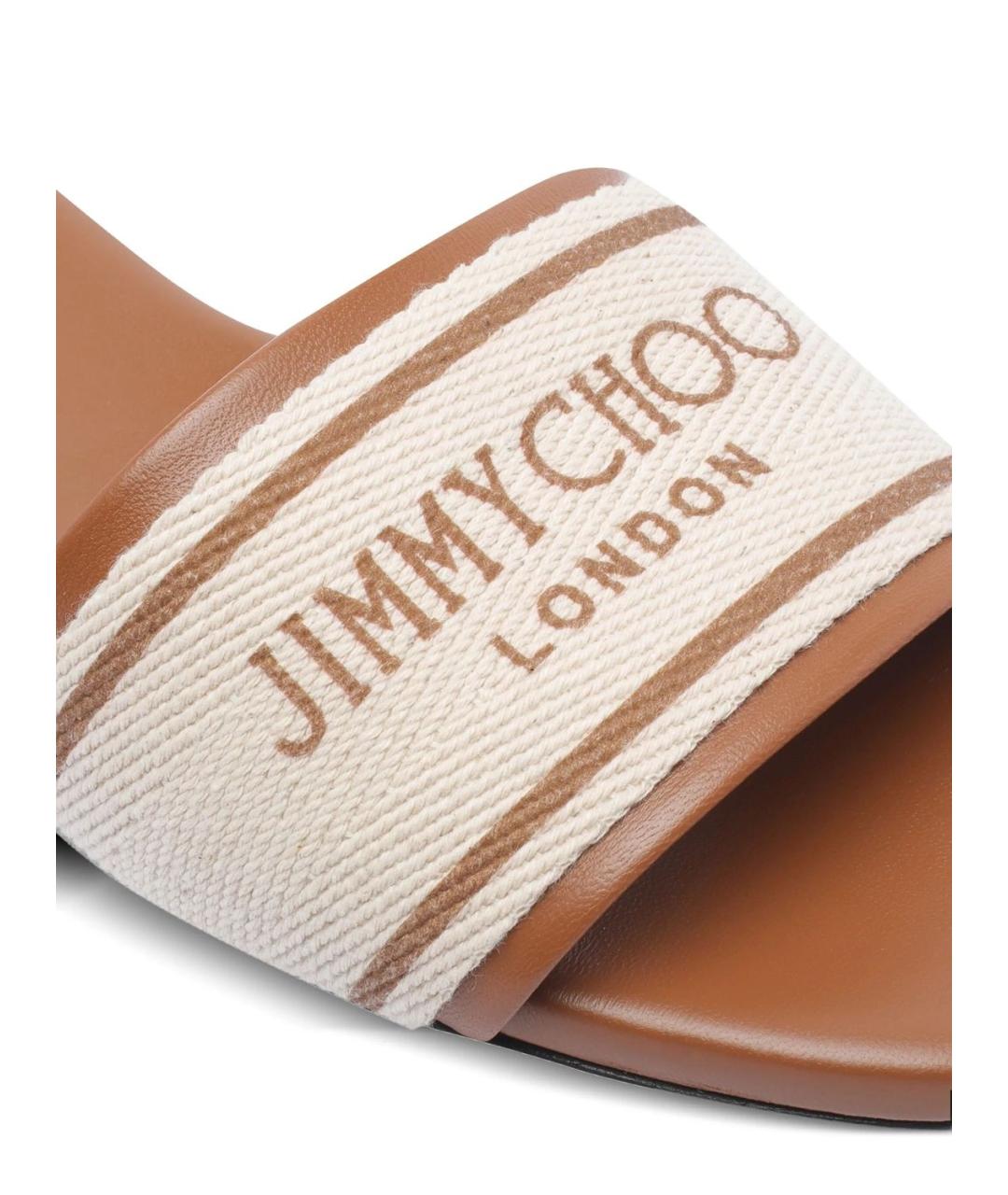 JIMMY CHOO Бежевые текстильные шлепанцы, фото 4