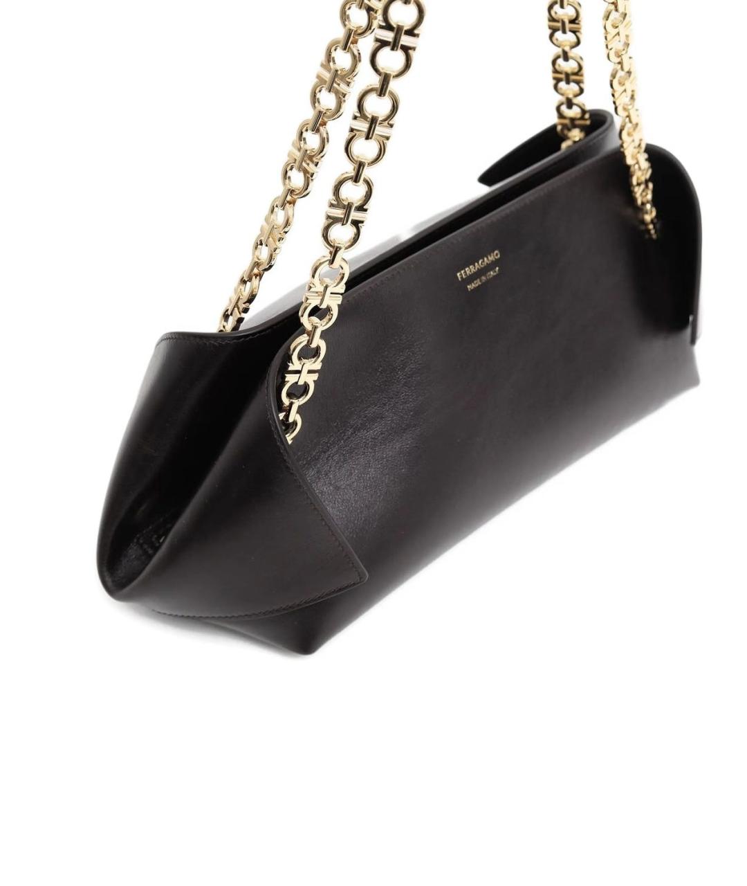 FERRAGAMO Черная кожаная сумка тоут, фото 3