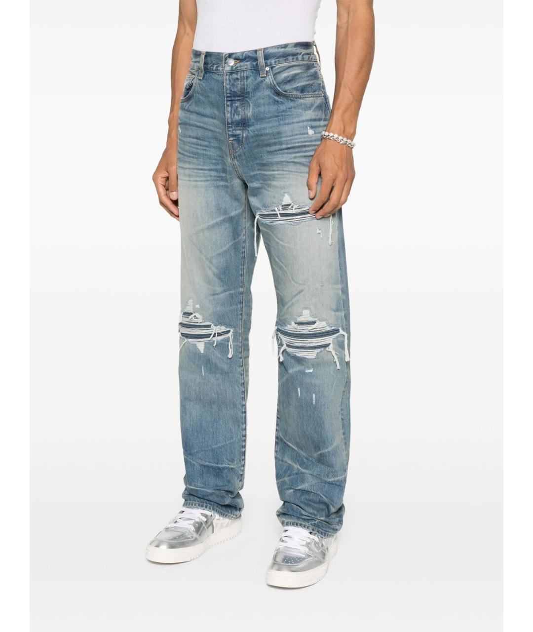 AMIRI Голубые хлопковые прямые джинсы, фото 3
