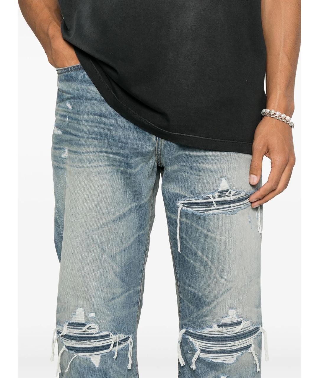 AMIRI Голубые хлопковые прямые джинсы, фото 5