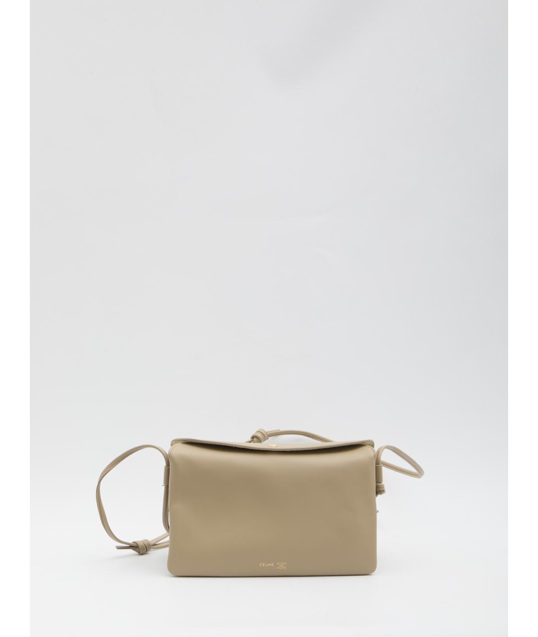 CELINE Бежевая кожаная сумка через плечо, фото 6