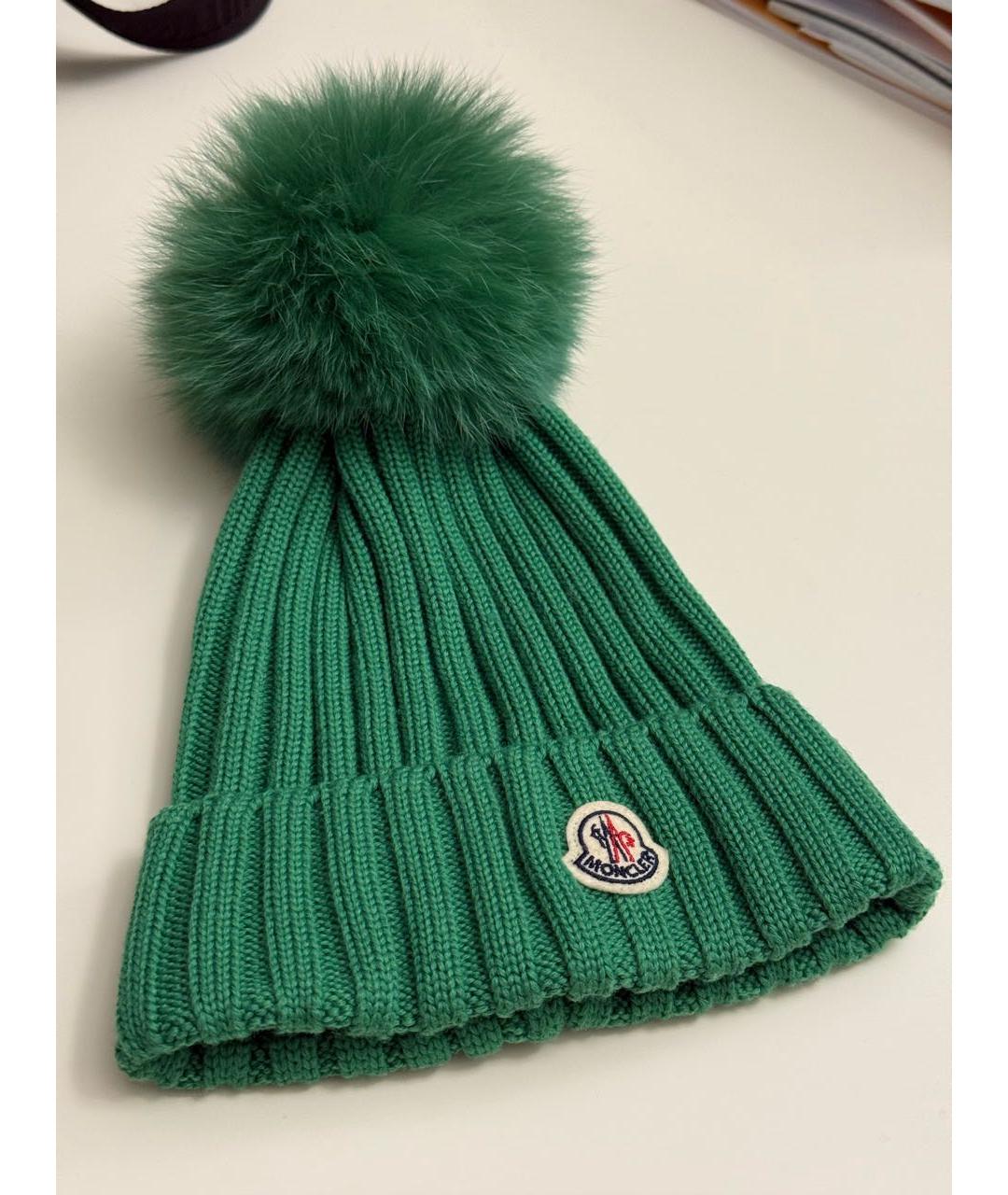 MONCLER Зеленая шапка, фото 2