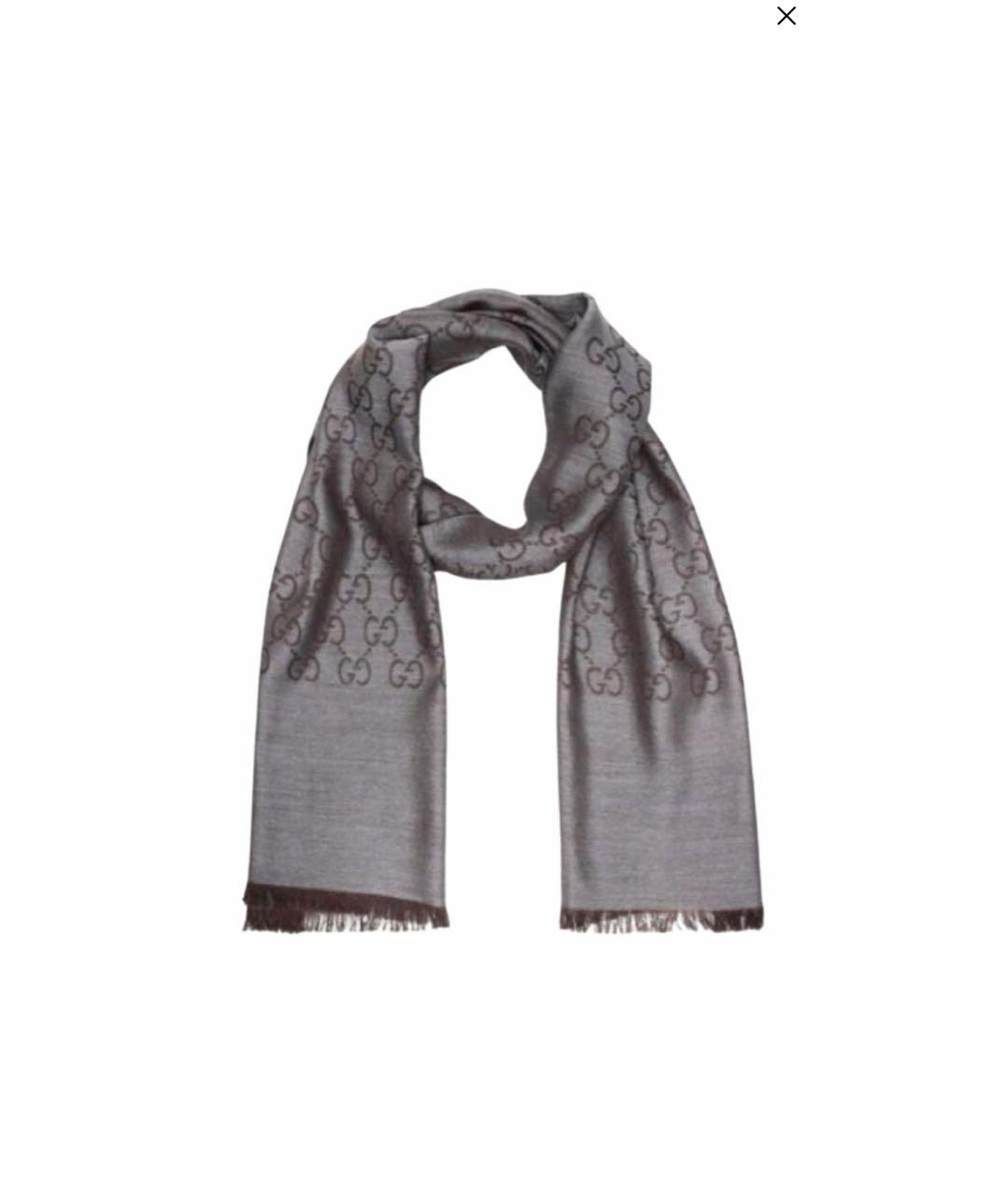 GUCCI Коричневый шерстяной платок, фото 8