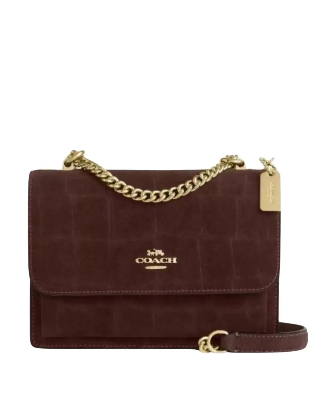 COACH Коричневая замшевая сумка через плечо, фото 7