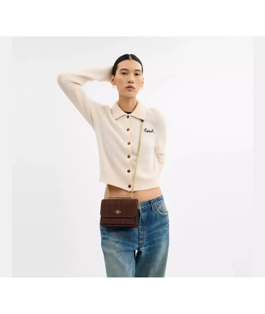 COACH Коричневая замшевая сумка через плечо, фото 5