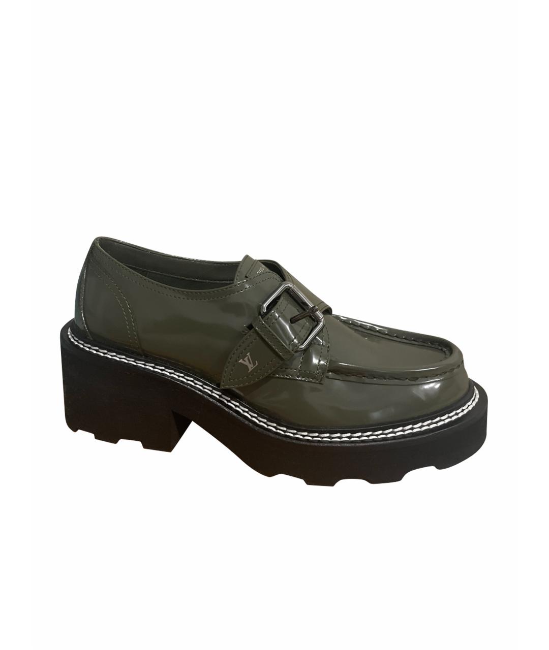 LOUIS VUITTON Зеленые лоферы из лакированной кожи, фото 1
