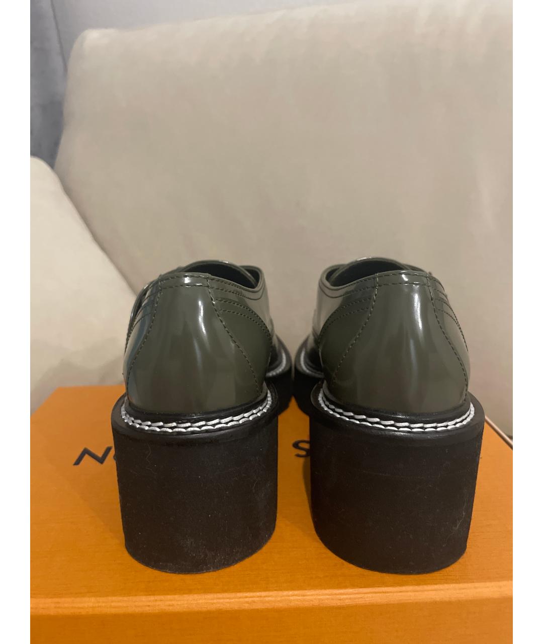 LOUIS VUITTON Зеленые лоферы из лакированной кожи, фото 4