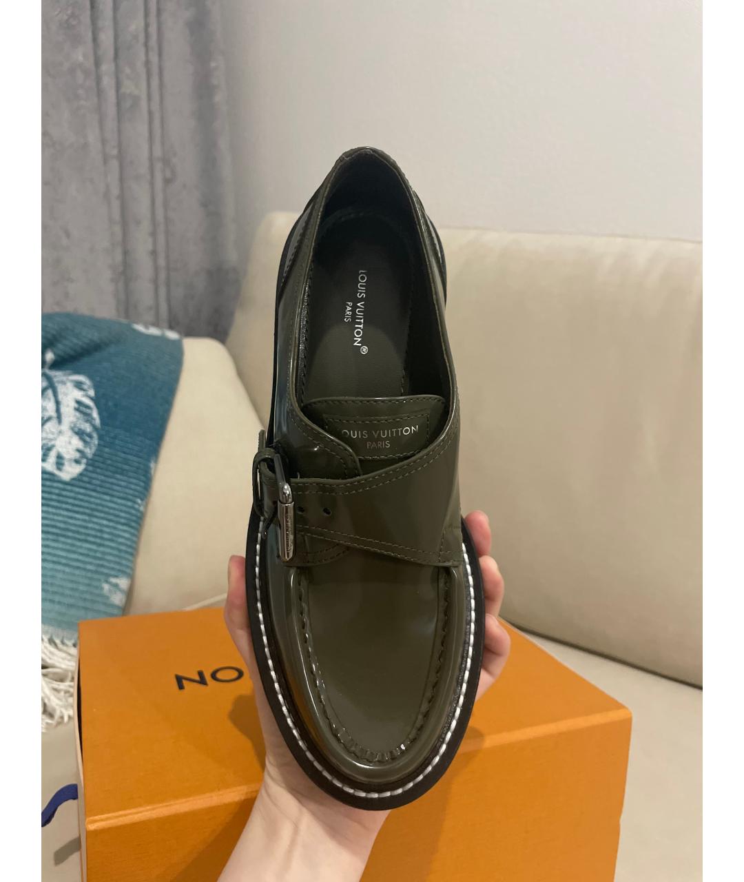 LOUIS VUITTON Зеленые лоферы из лакированной кожи, фото 5