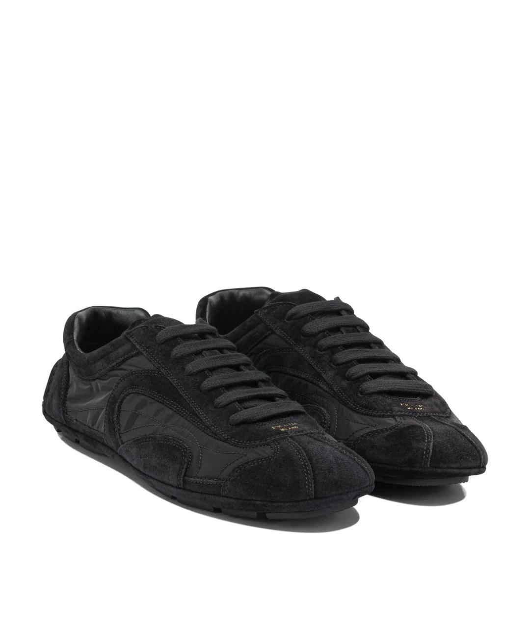 PRADA Черные синтетические низкие кроссовки / кеды, фото 3