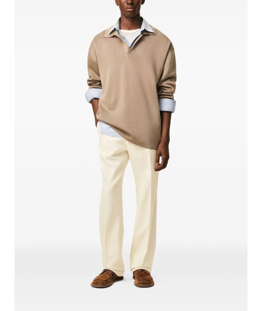 Ami Paris Бежевые шерстяные брюки чинос, фото 3