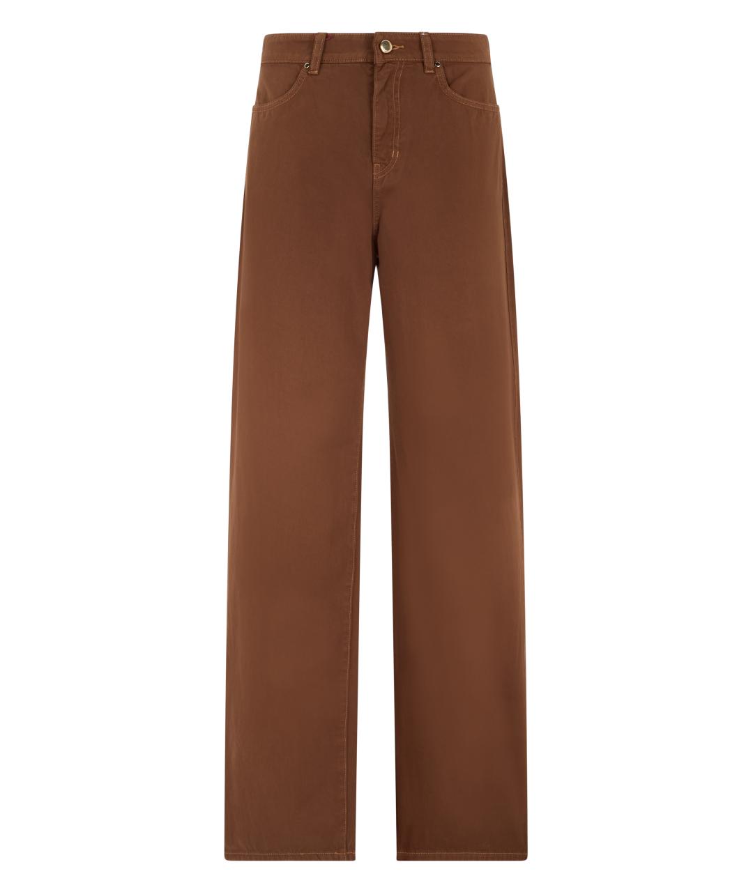 MAX MARA STUDIO Коричневые хлопковые прямые брюки, фото 1