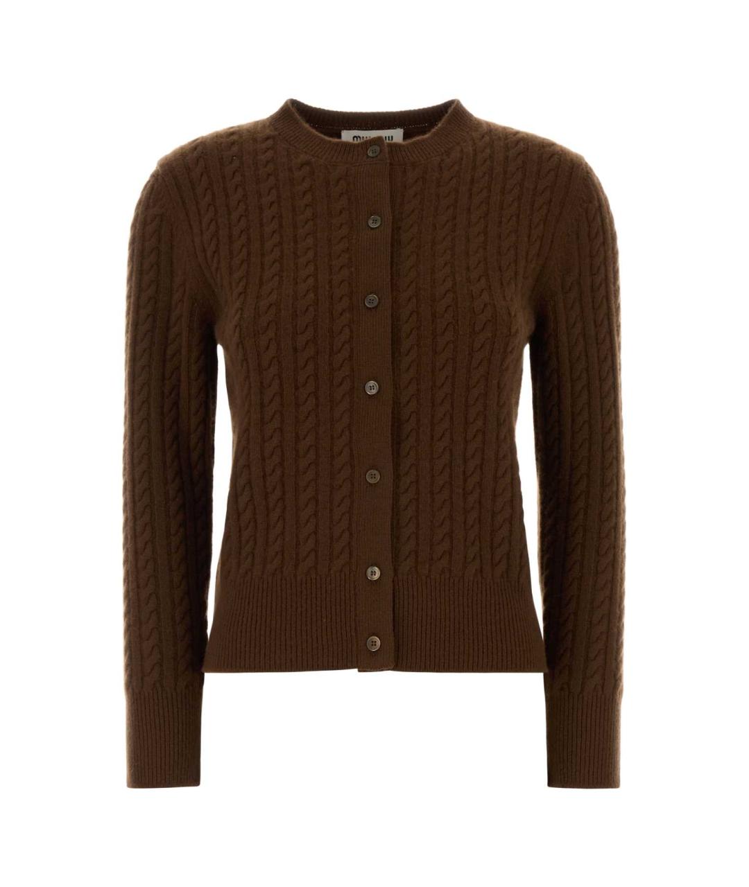 MIU MIU Коричневый кашемировый кардиган, фото 1