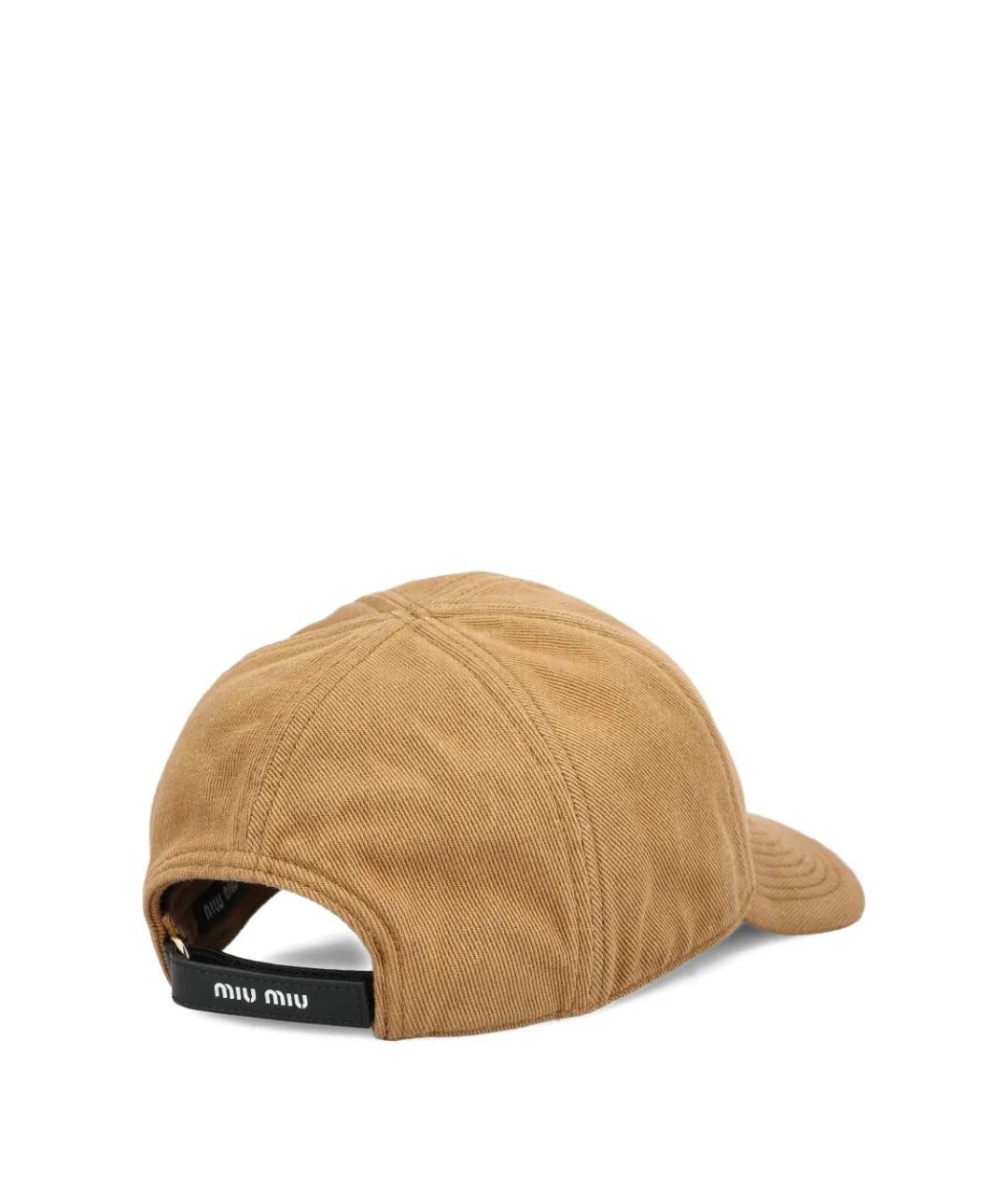 MIU MIU Бежевая хлопковая кепка, фото 2