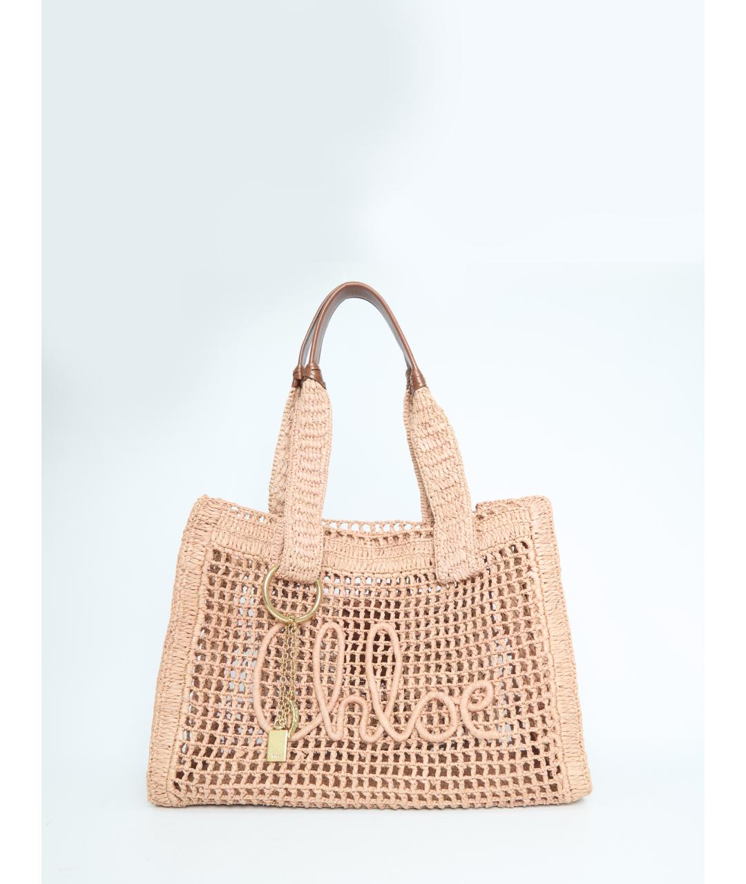 CHLOE Бежевая пелетеная сумка тоут, фото 5