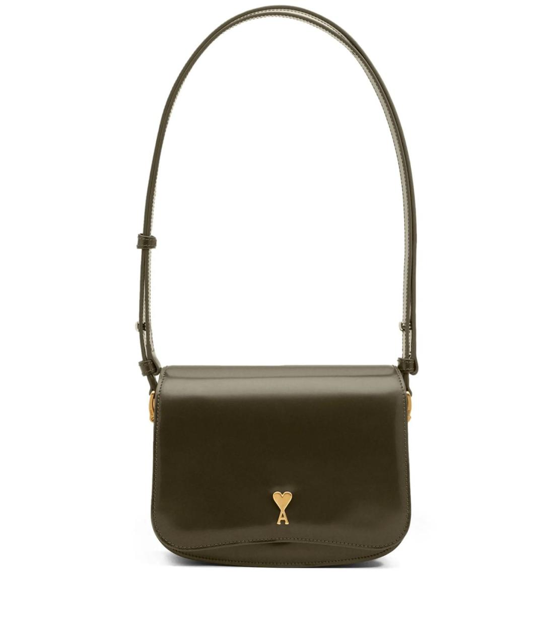 Ami Paris Зеленая кожаная сумка через плечо, фото 1