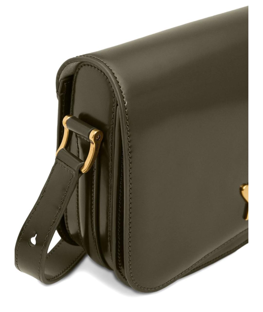 Ami Paris Зеленая кожаная сумка через плечо, фото 5